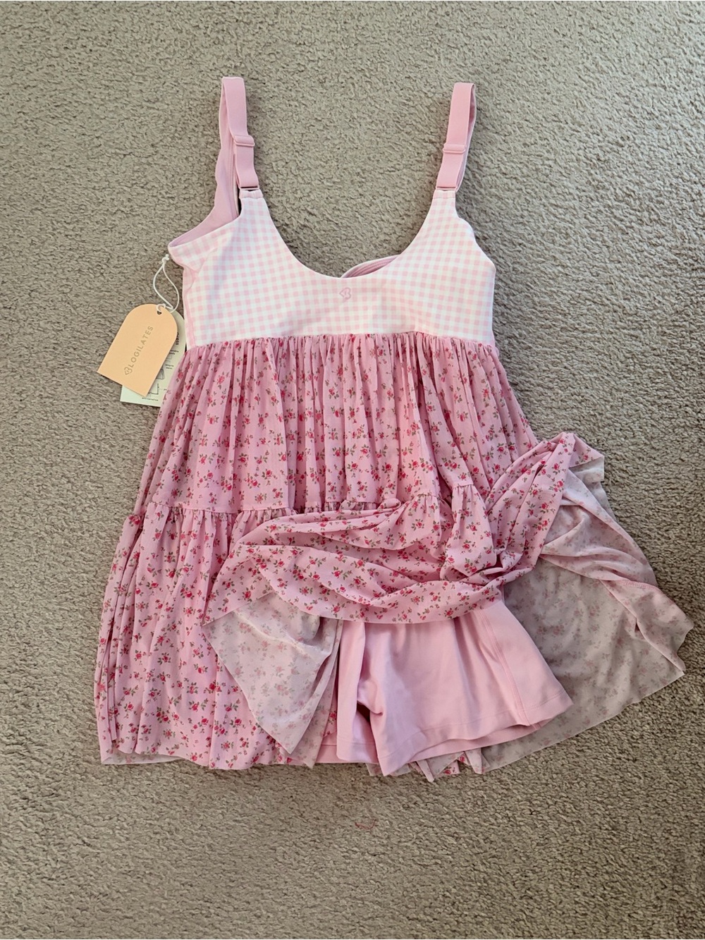 Blogilates Pink Floral Tiered Atheletic dress for Women - Picture 3 of 3